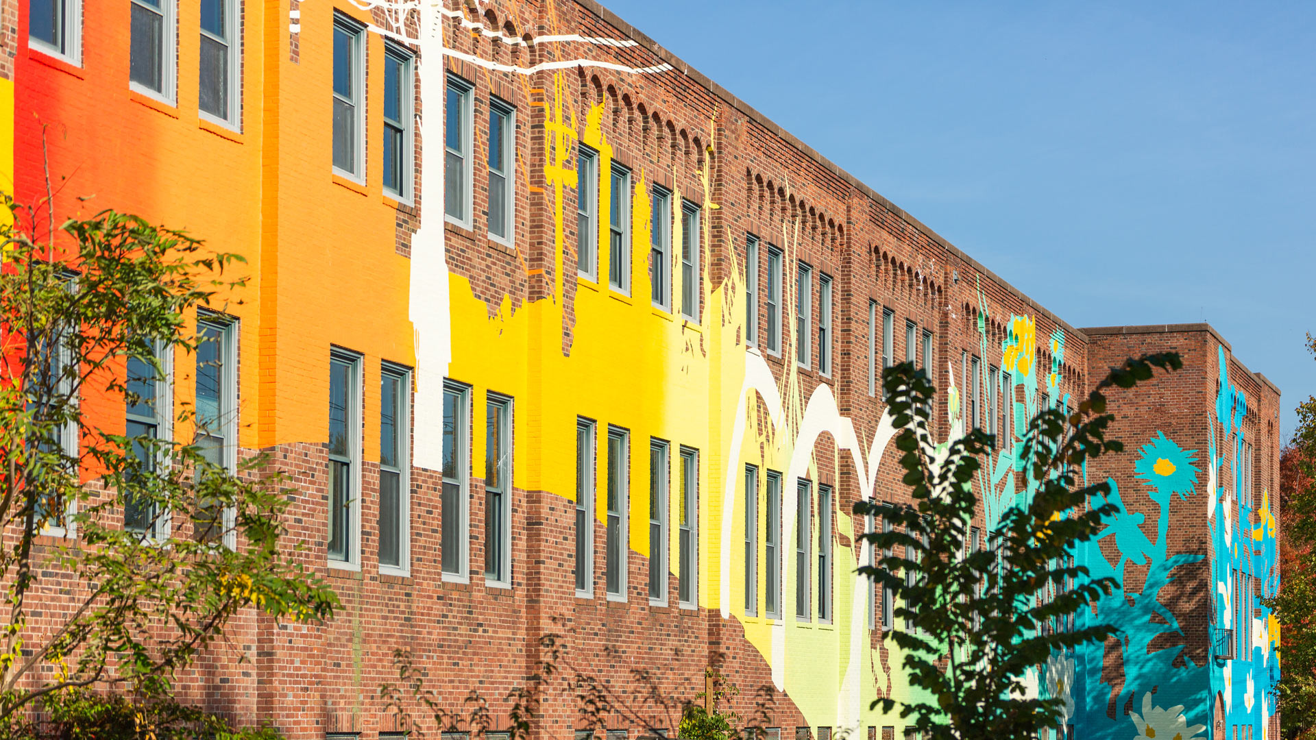 Thermal reflections mural on the side of the goffe st. armory