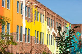 Thermal reflections mural on the side of the goffe st. armory